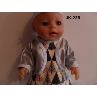 KerstJurk, met haarband, legging en leren jasje, zilver